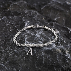 Men Twisted Rope Silver Color Link Chain Bracelets