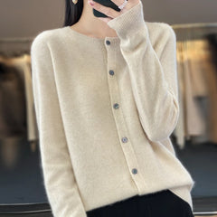 Fashion Women Cardigans Cashmere Sweater O-neck Long Sleeve Knitwear