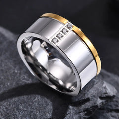 CZ Stones Row Wedding Rings Stainless Steel Finger Band