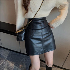 Mini Skirt Korean Fashion High Waist Wrap Hip A-line