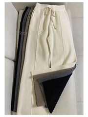 Women's Wool Wide-Leg Pants High Waist Trousers