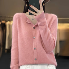 Fashion Women Cardigans Cashmere Sweater O-neck Long Sleeve Knitwear