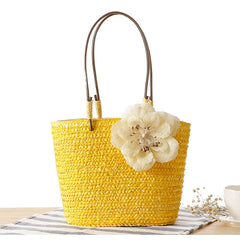 Summer Beach Bag Rattan Woven Handmade Knitted Straw Large Capacity Totes