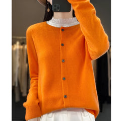 Fashion Women Cardigans Cashmere Sweater O-neck Long Sleeve Knitwear