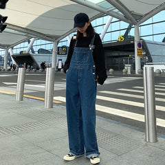 Oversized Overalls Retro Blue Denim Strap Pants Casual Jumpsuit
