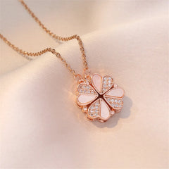 Fashion Retro Lucky Four Leaf Clover Necklace Gothic Love Heart Pendant