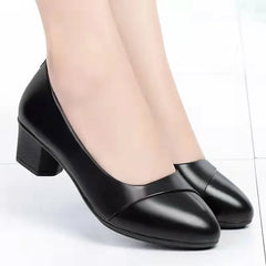 Shoes Women Mid Heel Office Lady Pumps Basic Square Heeled