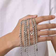 Men Twisted Rope Silver Color Link Chain Bracelets