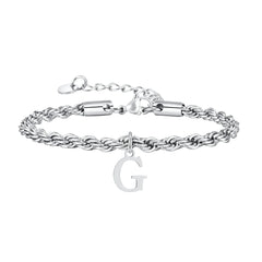 Men Twisted Rope Silver Color Link Chain Bracelets