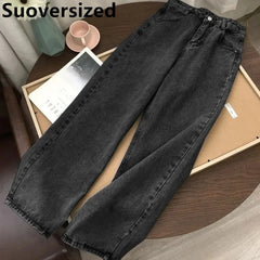 Black Wide Leg Jeans High Waist Baggy Denim Pants Fashion