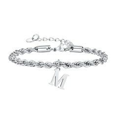 Men Twisted Rope Silver Color Link Chain Bracelets