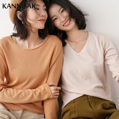 Sweater Solid Knitwear Loose Female Basic Casual Jumpers