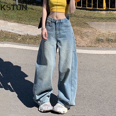 Retro High Waist Loose Wide Leg Jeans Women Streetwear