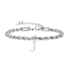 Men Twisted Rope Silver Color Link Chain Bracelets