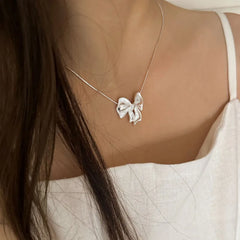 Trendy Fashion 925 Silver Pearl Simple Elegant Thin Chain Pendant Necklace