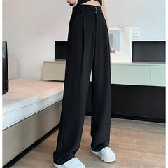 Casual Pants Wide Leg Pants Office Lady Solid Color High Waist Trousers