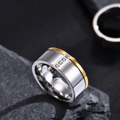 CZ Stones Row Wedding Rings Stainless Steel Finger Band