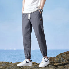 Summer Cotton Jogger Pants Men Cargo Casual Sweatpants