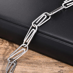 Creative Pin Link Chain Bracelets for Men Silver Color Stainless Steel