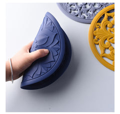 3pcs/set 20cm Round 3D Embroider Silicone Placemat Tableware