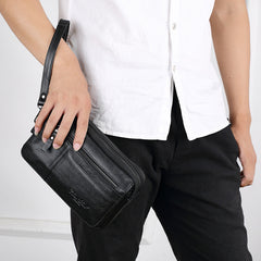 Business Clutch Wallet Real Leather Wrist Money Bags First Layer