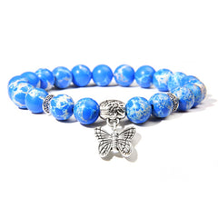 Handmade Natural Stone Lotus Ohm Buddha Beads Bracelet