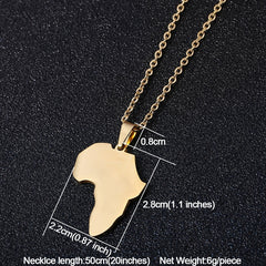 African Map Pendant Necklaces Stainless Steel Gold Color Jewelry Gift