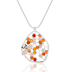 Vintage Honeycomb Choker Gold Bee Snake Chain Pendant Necklaces