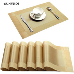 6/4pcs Rectangle Placemat Restaurant Washable PVC Durable Dining Table
