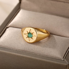 Vintage Opal Rings For Women Stainless Steel Sun Rings