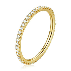 Sterling Silver CZ Simulated Diamond Stackable Ring Platinum Plated