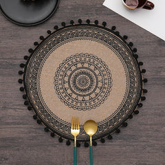 ROUND Cotton and linen Placemat For Dining Table Mat