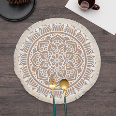 ROUND Cotton and linen Placemat For Dining Table Mat