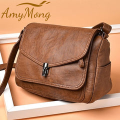 Fashion Leather Handbag Purses Female Retro Shoulder Crossbody Messenger Bag
