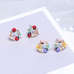Style Sweet Colorful Flower Stud Earrings