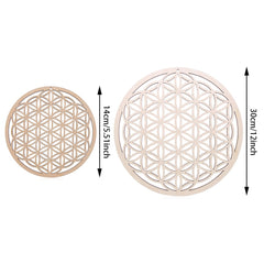 1PC Flower of Life Shape Wooden Wall Sign Laser Cut Non-slip Coaster Set