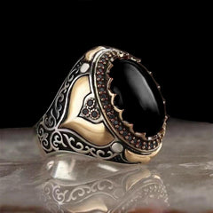 Fashion Generous Rings For Men Simple Black Zircon Geometry Jewelry