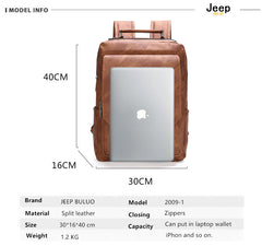 Men 15.6 Laptop School Bag Men Leather Backpacks Travel Multi