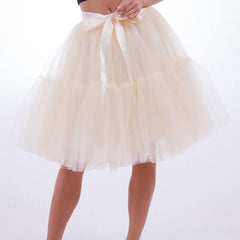 5 Layers 60cm Tutu Tulle Skirt Vintage Midi Pleated Skirts