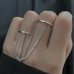 Men Punk Silver Color Plated Cross Chain Ring Adjustable Jewelry
