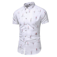Style Design Short Sleeve Casual Shirt Men Print Beach Blouse