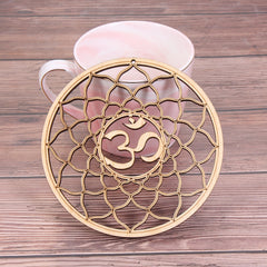 1PC Flower of Life Shape Wooden Wall Sign Laser Cut Non-slip Coaster Set
