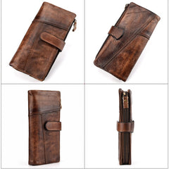 Vintage Long Wallet Men Women RFID Blocking Credit Card Holder