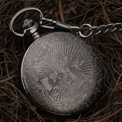 Black Roman Numerals Quartz Pocket Watch