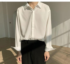 Ice Silk Sexy Mens Shirts Drape Loose