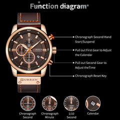 Fashion Date Quartz Men Watches Chronograph Sport Mens Wrist Watch