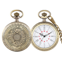 Bronze Retro Roman Numerals Display Quartz Pocket Watch Vintage