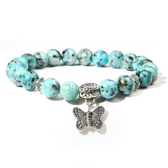 Handmade Natural Stone Lotus Ohm Buddha Beads Bracelet