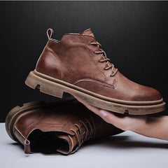 Men Boots British Style Ankle Boots Platform Shoes Casual Business Shoes Leather