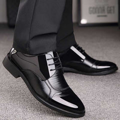 Business Oxford Shoes Men Breathable Leather Shoes Rubber Formal Dress Shoes